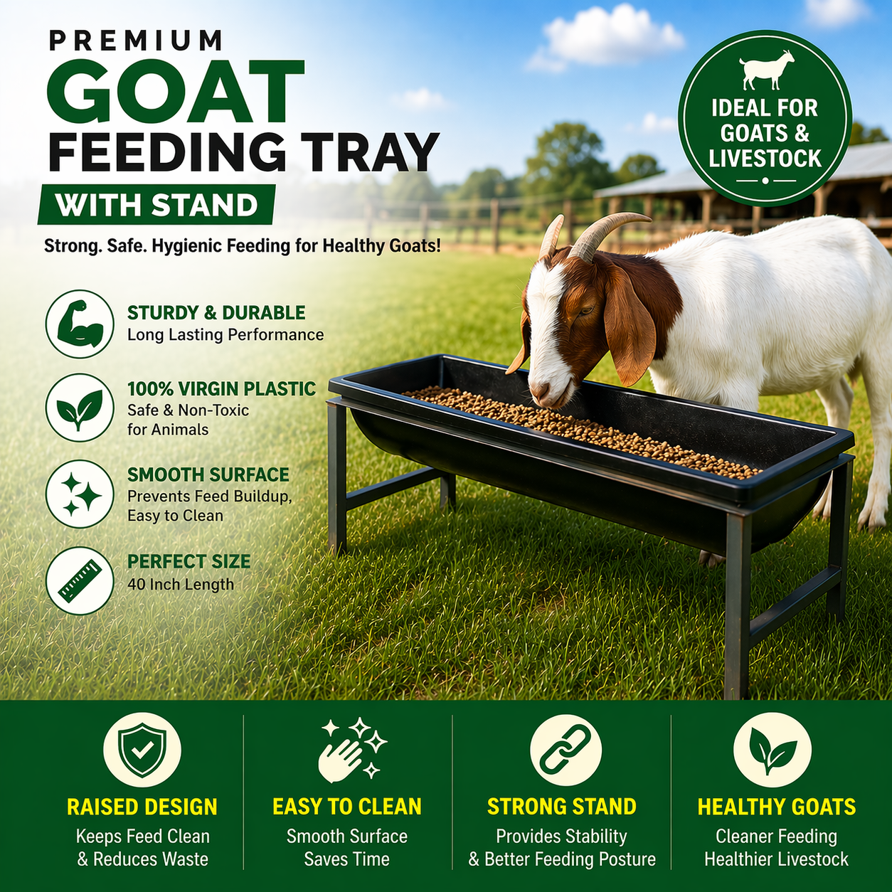Goat Feeding Tray with stand